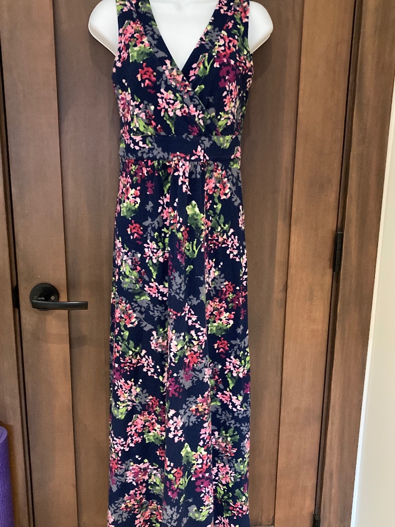 Land's End Blue Floral Sleeveless Maxi Dress, Size S